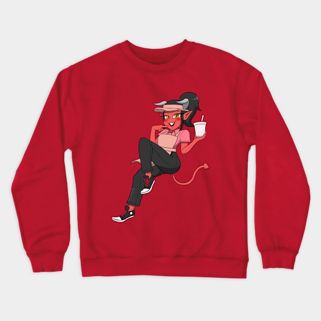 Barista Demon Crewneck Sweatshirt by mrchasecomix